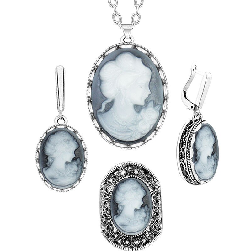 Lady  Cameo Jewelry Sets Vintage Necklace  Ͱ..